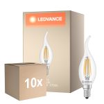 Fordelspakke 10x Ledvance Classic LED E14 Kerte Filament Klar 3.4W 470lm - 827 Ekstra Varm Hvid | Erstatter 40W