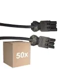 Fordelspakke 50x Noxion GST - Kompatibel Forlængerkabel Sort - Han + Hun - 3m - 3 pole 1,5mm2